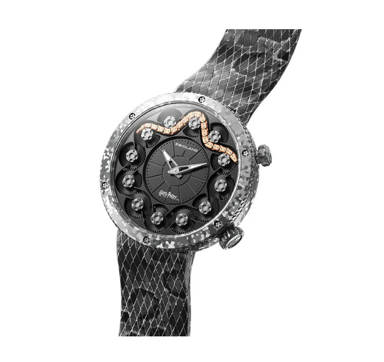 Luxury Harry Potter Edition Snake Dial Watch – ساعة سنيك ديزاين الفخمة بتصميم خاص هاري بوتر، Premium Carbon Case & Scales Strap