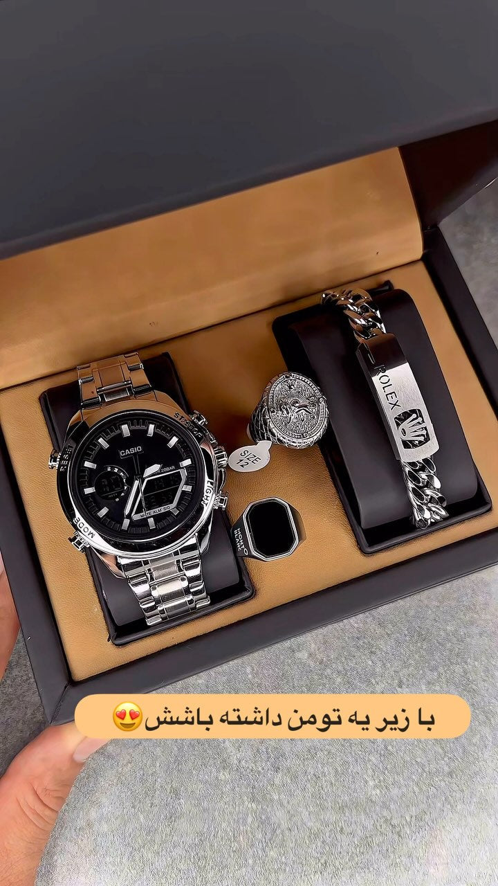 Luxury Men’s Gift Set – Silver Sport Edition طقم هدايا رجالي فاخر – إصدار رياضي فضي