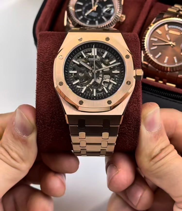 4 Men’s Luxury Rose Gold Watch Set | طقم ساعات رجالي روز گولد فاخر