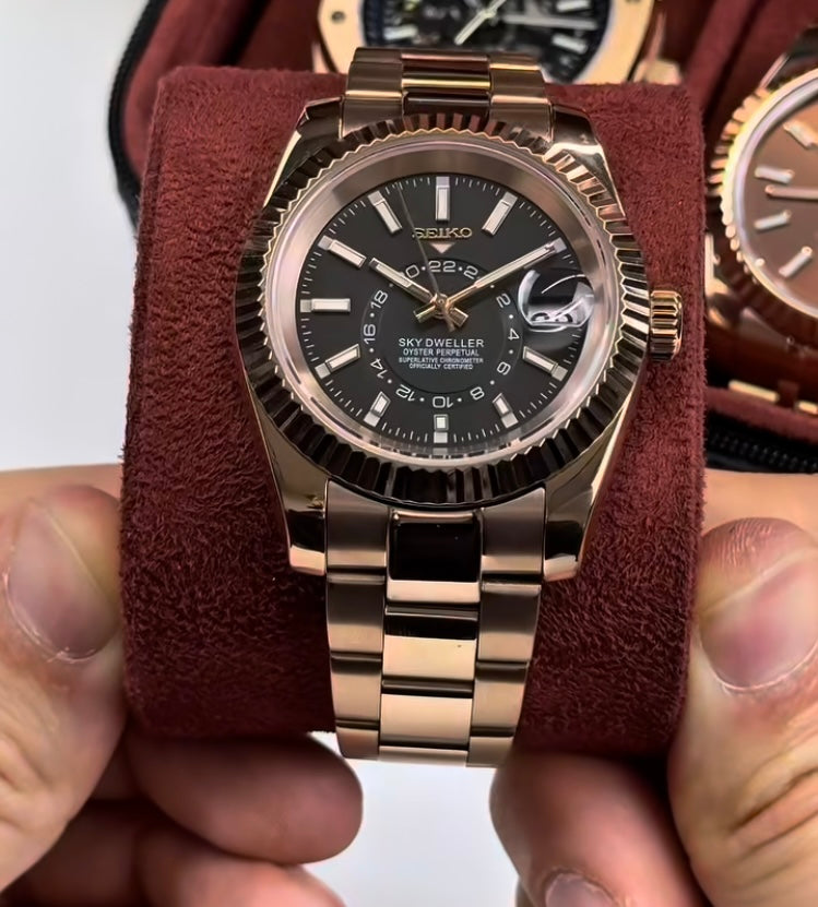 4 Men’s Luxury Rose Gold Watch Set | طقم ساعات رجالي روز گولد فاخر