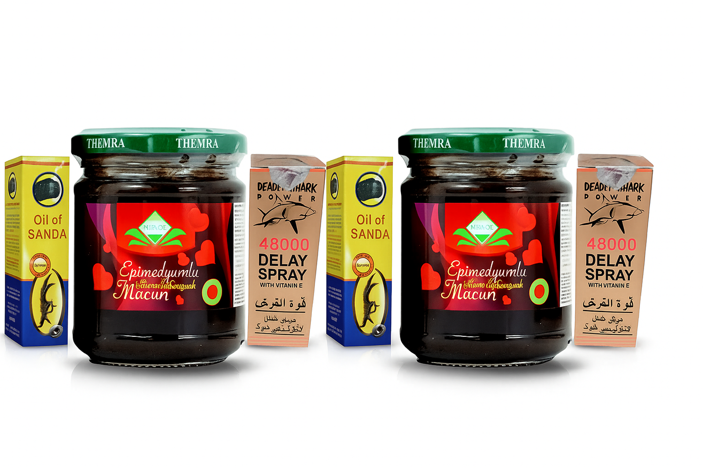 (Big Offer Of The Day ) - 2 Pcs TURKISH MACUN + 2 Pcs  FREE OIL OF SANDA + 2 Pcs 48000 DELAY SPRAY