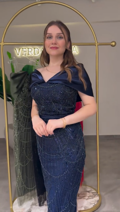 Lamia Evening Dress – فستان سهرة لاميا (Olive Green, Black, White, Red, Blue)