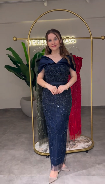 Lamia Evening Dress – فستان سهرة لاميا (Olive Green, Black, White, Red, Blue)