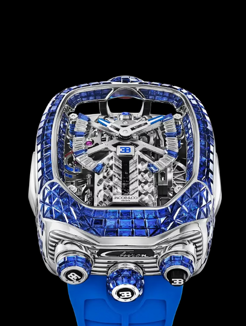 Bugatti Chiron Inspired Tourbillon Baguette Watch (BLUE) | ساعة توربيون فاخرة مستوحاة من بوغاتي شيرون بأسلوب حصري