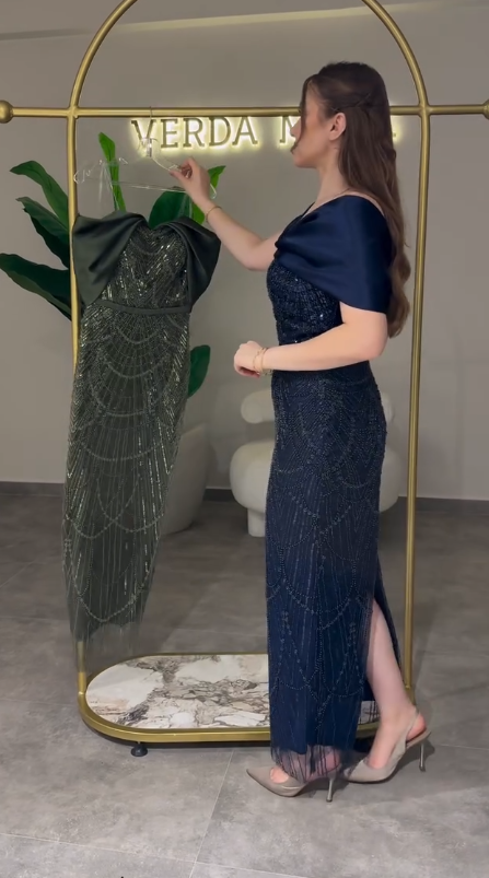 Lamia Evening Dress – فستان سهرة لاميا (Olive Green, Black, White, Red, Blue)