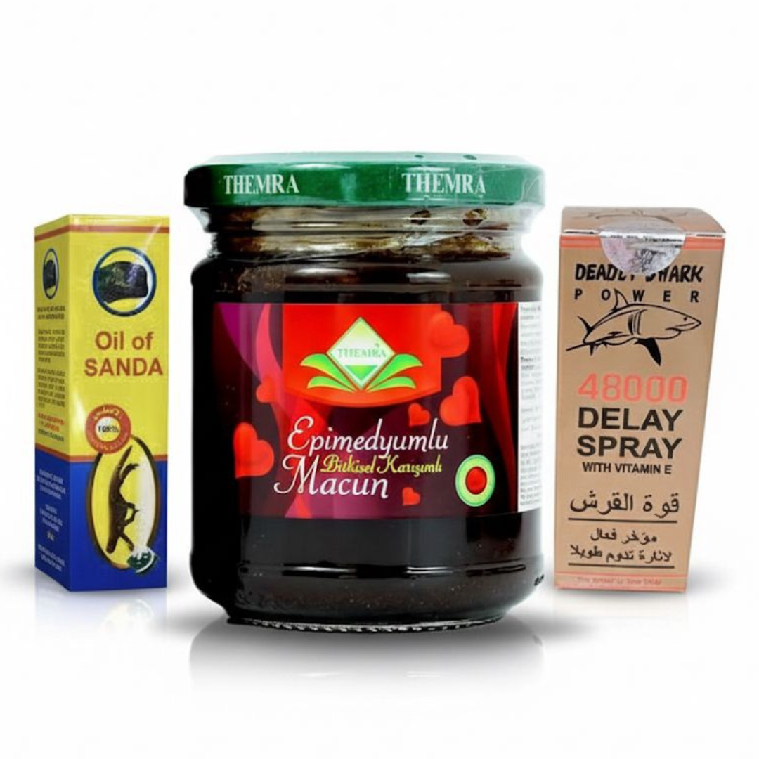 (Big Offer Of The Day ) - 2 Pcs TURKISH MACUN + 2 Pcs  FREE OIL OF SANDA + 2 Pcs 48000 DELAY SPRAY