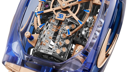 Bugatti Chiron Inspired Tourbillon Baguette Watch (BLUE) | ساعة توربيون فاخرة مستوحاة من بوغاتي شيرون بأسلوب حصري